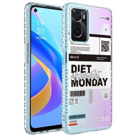 Teleplus Oppo A96 4G Desenli Elegans Serisi Silikon Mor Kılıf