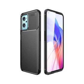 Teleplus Oppo A96 4G Negro Karbon Dokulu Silikon Siyah Kılıf