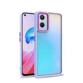 Teleplus Oppo A96 4G Renkli Bumper Hybrid Flora Silikon Lacivert Kılıf