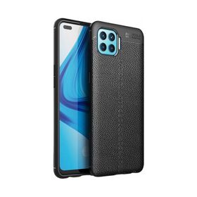 Teleplus Oppo Reno 4 Lite Deri Dokulu Lacivert Silikon Cep Telefonu Kılıf