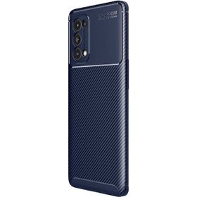 Teleplus Oppo Reno 5 5g Kamera Korumalı Karbon Dokulu Lacivert Silikon Cep Telefonu Kılıf