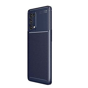 Teleplus Oppo Reno 5 5g Kamera Korumalı Karbon Dokulu Lacivert Silikon Cep Telefonu Kılıf