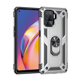 Teleplus Oppo Reno 5 Lite Vega Yüzüklü Tank Silikon Gümüş Kılıf