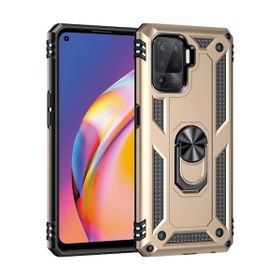 Teleplus Oppo Reno 5 Lite Vega Yüzüklü Tank Silikon Gümüş + Nano Ekran Koruyucu Kılıf