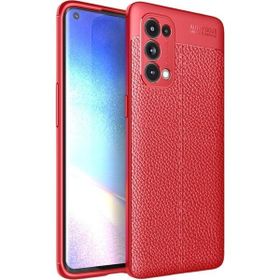 Teleplus Oppo Reno 5 Pro 5g Kamera Korumalı Deri Dokulu Kırmızı Silikon Cep Telefonu Kılıf