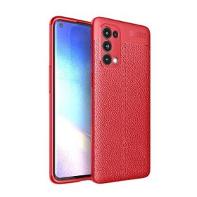 Teleplus Oppo Reno 5 Pro 5g Kamera Korumalı Deri Dokulu Kırmızı Silikon Cep Telefonu Kılıf