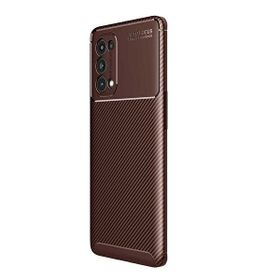 Teleplus Oppo Reno 5 Pro 5g Kamera Korumalı Karbon Dokulu Kahverengi Silikon Cep Telefonu Kılıf