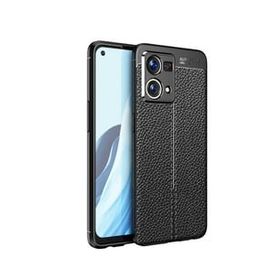 Teleplus Oppo Reno 7 4G Kamera Korumalı Deri Dokulu Silikon Siyah Kılıf