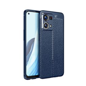 Teleplus Oppo Reno 7 4G Kamera Korumalı Deri Dokulu Silikon Siyah Kılıf