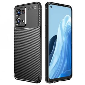 Teleplus Oppo Reno 7 4G Kamera Korumalı Negro Karbon Dokulu Silikon Siyah Tam Kapatan Ekran Koruyucu Kılıf