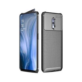 Teleplus Oppo Reno Negro Karbon Silikon + Tam Kapatan Cam Kılıf