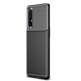 Teleplus Oppo Reno3 Pro 5g Negro Karbon Lacivert Tam Kapatan Ekran Koruyucu Silikon Cep Telefonu Kılıf
