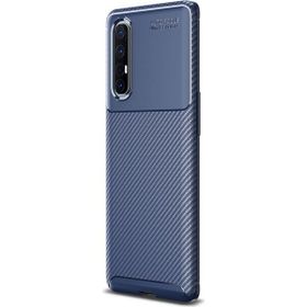 Teleplus Oppo Reno3 Pro 5g Negro Karbon Lacivert Tam Kapatan Ekran Koruyucu Silikon Cep Telefonu Kılıf
