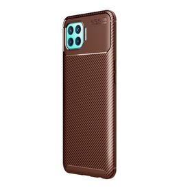 Teleplus Oppo Reno4 Lite Negro Karbon Silikon Kahverengi Kılıf