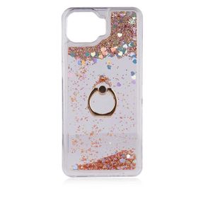 Teleplus Oppo Reno4 Lite Sulu Yüzüklü Milce Glitter Silikon Mor Kılıf