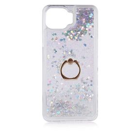 Teleplus Oppo Reno4 Lite Sulu Yüzüklü Milce Glitter Silikon Mor Kılıf