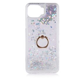 Teleplus Oppo Reno4 Lite Sulu Yüzüklü Milce Glitter Silikon Mor Kılıf