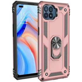 Teleplus Oppo Reno4 Lite VEGA YÜZÜKLÜ Çift Katmanlı Tank Kapak-Gümüş Kılıf