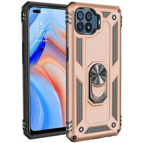 Teleplus Oppo Reno4 Lite VEGA YÜZÜKLÜ Çift Katmanlı Tank Kapak-Gümüş Kılıf