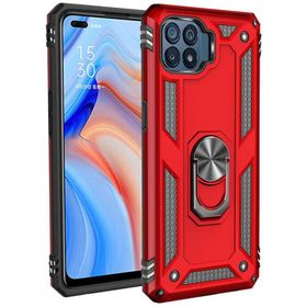 Teleplus Oppo Reno4 Lite VEGA YÜZÜKLÜ Çift Katmanlı Tank Kapak-Gümüş Kılıf