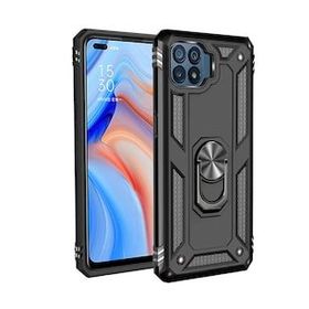 Teleplus Oppo Reno4 Lite Vega Yüzüklü Çift Katmanlı Tank Kapak Gümüş Nano Glass Ekran Koruyucu Cep Telefonu Kılıfı
