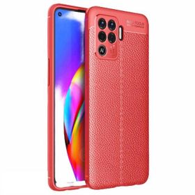 Teleplus Oppo Reno5 Lite Deri Dokulu Siyah Nano Ekran Koruyucu Silikon Cep Telefonu Kılıf