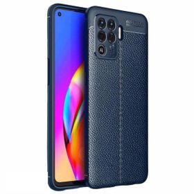 Teleplus Oppo Reno5 Lite Deri Dokulu Siyah Nano Ekran Koruyucu Silikon Cep Telefonu Kılıf