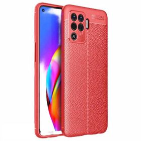 Teleplus Oppo Reno5 Lite Deri Dokulu Siyah Nano Ekran Koruyucu Silikon Cep Telefonu Kılıf