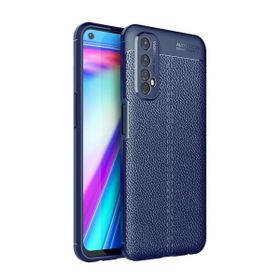 Teleplus Realme 7 Deri Dokulu Silikon Nano Ekran Koruyucu Lacivert Kılıf