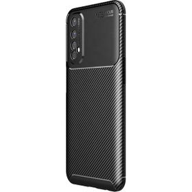 Teleplus Realme 7 Negro Karbon Dokulu Siyah Nano Ekran Koruyucu Silikon Cep Telefonu Kılıf