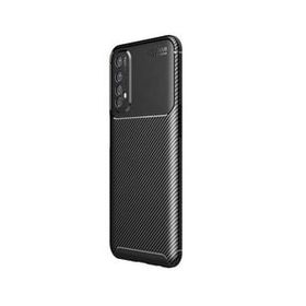 Teleplus Realme 7 Negro Karbon Dokulu Siyah Nano Ekran Koruyucu Silikon Cep Telefonu Kılıf
