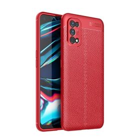 Teleplus Realme 7 Pro Deri Dokulu Kırmızı Silikon Cep Telefonu Kılıf