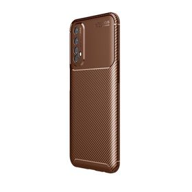 Teleplus Realme 7 Pro Negro Karbon Dokulu Lacivert Nano Ekran Koruyucu Silikon Cep Telefonu Kılıf