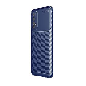 Teleplus Realme 7 Pro Negro Karbon Dokulu Lacivert Nano Ekran Koruyucu Silikon Cep Telefonu Kılıf