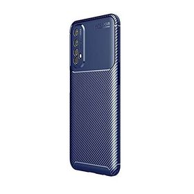 Teleplus Realme 7 Pro Negro Karbon Dokulu Lacivert Nano Ekran Koruyucu Silikon Cep Telefonu Kılıf