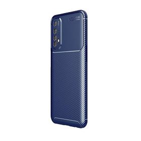 Teleplus Realme 7 Pro Negro Karbon Dokulu Lacivert Nano Ekran Koruyucu Silikon Cep Telefonu Kılıf