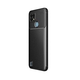 Teleplus Realme C21 Kamera Korumalı Karbon Dokulu Negro Silikon Lacivert + Nano Ekran Koruyucu Kılıf