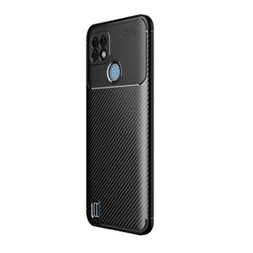 Teleplus Realme C21 Kamera Korumalı Karbon Dokulu Negro Silikon Siyah Kılıf