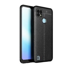 Teleplus Realme C25 Kılıf Kamera Korumalı Deri Dokulu Silikon Lacivert Nano Ekran Koruyucu