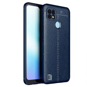 Teleplus Realme C25S Kamera Korumalı Deri Dokulu Silikon Siyah Nano Ekran Koruyucu Cep Telefonu Kılıfı