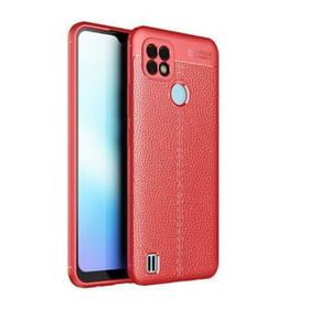 Teleplus Realme C25S Kamera Korumalı Deri Dokulu Silikon Siyah Nano Ekran Koruyucu Cep Telefonu Kılıfı