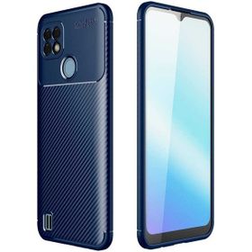 Teleplus Realme C25S Kamera Korumalı Karbon Negro Silikon Lacivert Nano Ekran Koruyucu Cep Telefonu Kılıfı