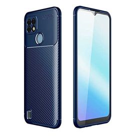 Teleplus Realme C25S Kamera Korumalı Karbon Negro Silikon Lacivert Nano Ekran Koruyucu Cep Telefonu Kılıfı