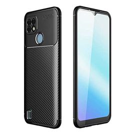 Teleplus Realme C25S Kılıf Kamera Korumalı Karbon Negro Silikon Siyah Nano Ekran Koruyucu