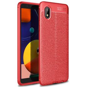 Teleplus Samsung Galaxy A01 Core Deri Dokulu Niss Silikon Siyah Kılıf