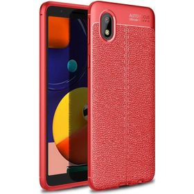 Teleplus Samsung Galaxy A01 Core Deri Dokulu Niss Silikon Siyah Kılıf