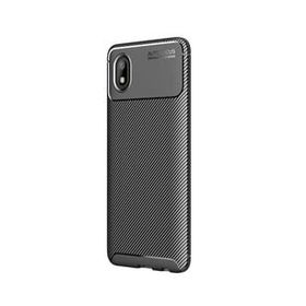 Teleplus Samsung Galaxy A01 Core Karbon Dokulu Negro Silikon Siyah + TAM KAPATAN EKRAN KORUYUCU Kılıf