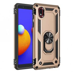 Teleplus Samsung Galaxy A01 Core Kılıf Vega Yüzüklü Tank Silikon Gold Kılıf