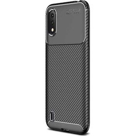 Teleplus Samsung Galaxy A01 Negro Karbon Siyah Nano Ekran Koruyucu Silikon Cep Telefonu Kılıf