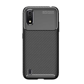 Teleplus Samsung Galaxy A01 Negro Karbon Siyah Silikon Cep Telefonu Kılıf